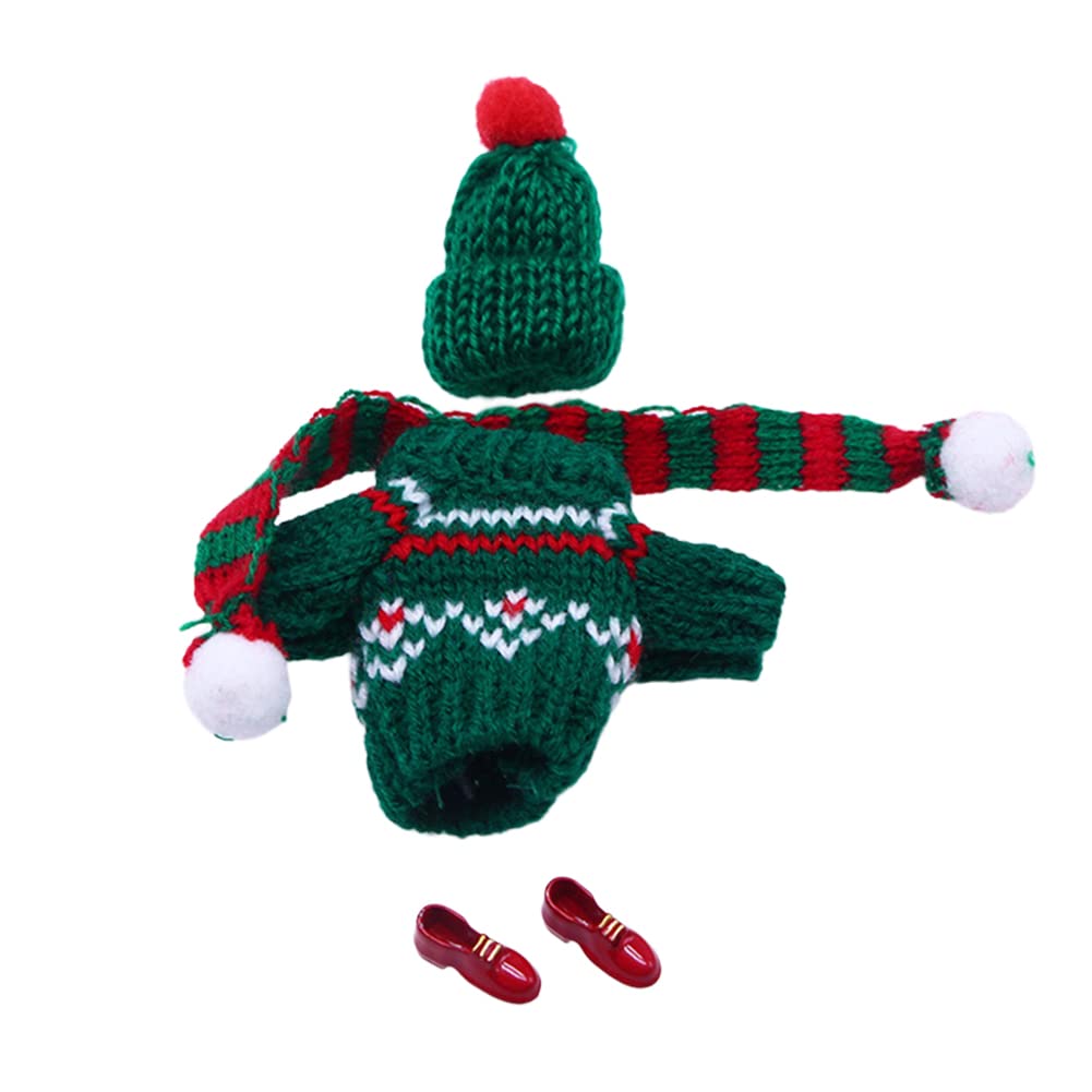 Аксессуар NGUMMS Mini Christmas Doll Hat and Scarf Набор аксессуаров для эльфа 1:12 Плюшевый костюм для куклы (#001), фото №1