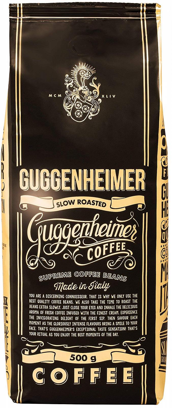 Кавові зерна GUGGENHEIMER COFFEE 2 кг Extra Slow Roasted Low Acid and Bitter Substances Barista Quality Finest Crema Best Espresso for Fully Automatic Machines 4 x 500 г, фото №1