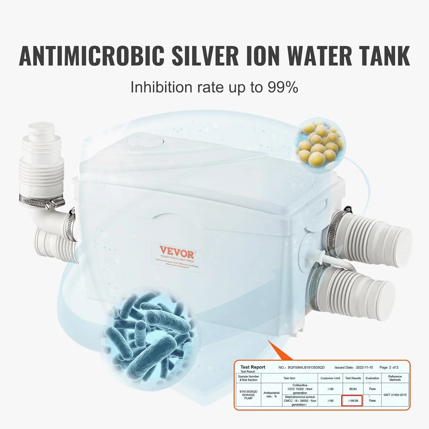 Насос-мацератор VEVOR Shower Pump FL0300 / 350 Вт / 6000 л/год / White, фото №7