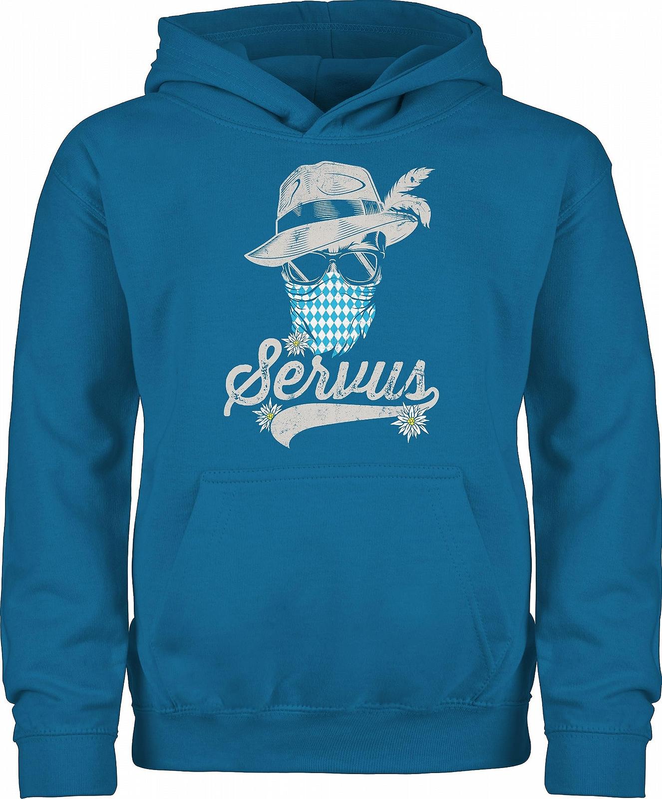 Толстовка Shirtracer Детская Для мальчиков и девочек Servus Череп Бавария Эдельвейс Традиционный Баварский Тироль Бавария, фото №1