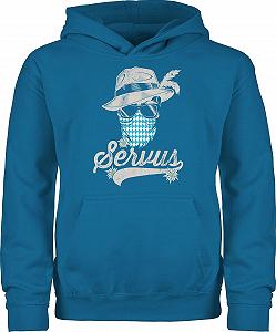 Толстовка Shirtracer Детская Для мальчиков и девочек Servus Череп Бавария Эдельвейс Традиционный Баварский Тироль Бавария - Фото 1