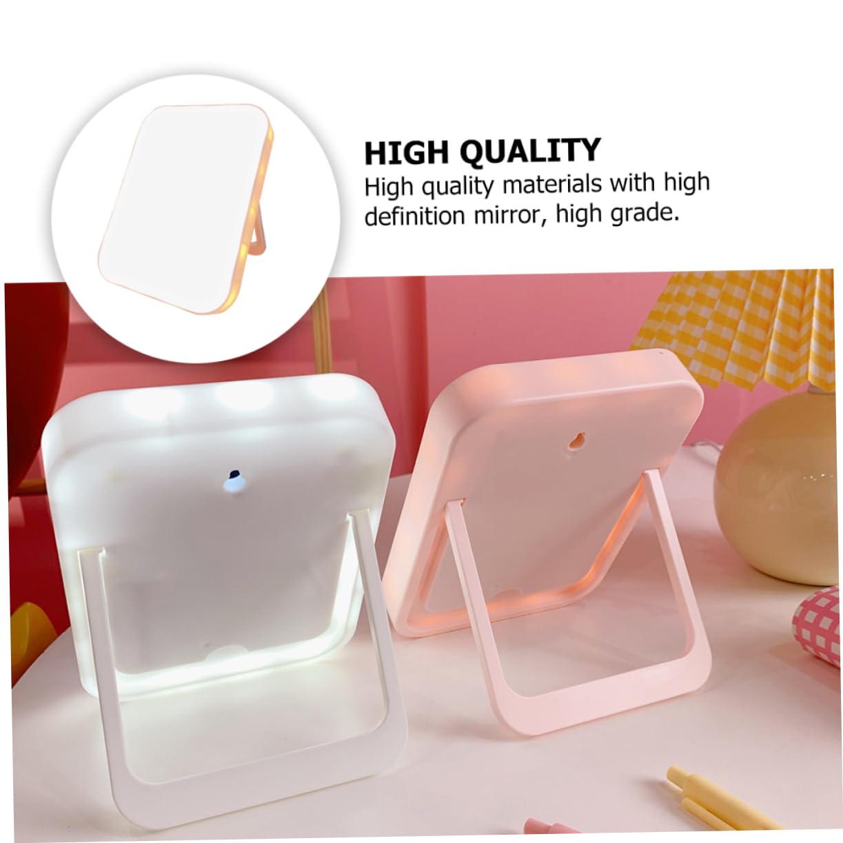 Зеркало Angoily Kosmetikspiegel 1 STK подсвеченное для макияжа японское LED диодное настольное для путешествий с подсветкой пластиковое белое складное настольное, фото №6 Зеркало Angoily Kosmetikspiegel 1 STK подсвеченное для макияжа японское LED диодное настольное для путешествий с подсветкой пластиковое белое складное настольное, фото №6