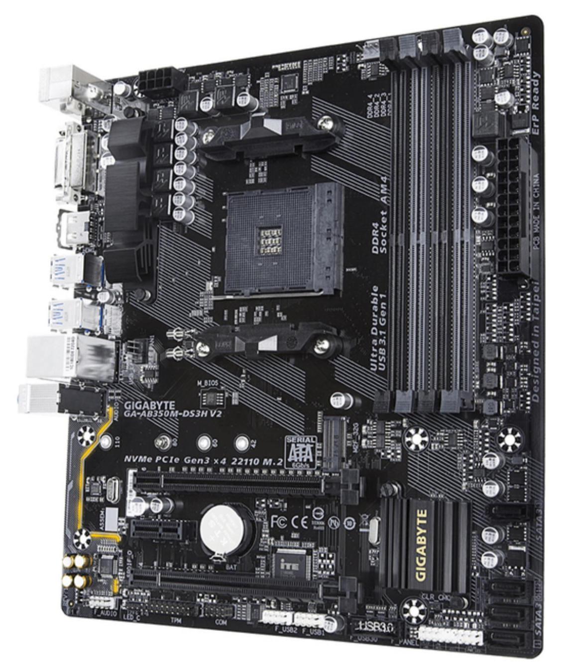 Материнська плата Gigabyte GA-AB350M-DS3H V2 (Socket AM4, AMD B350, ATX), фото №1
