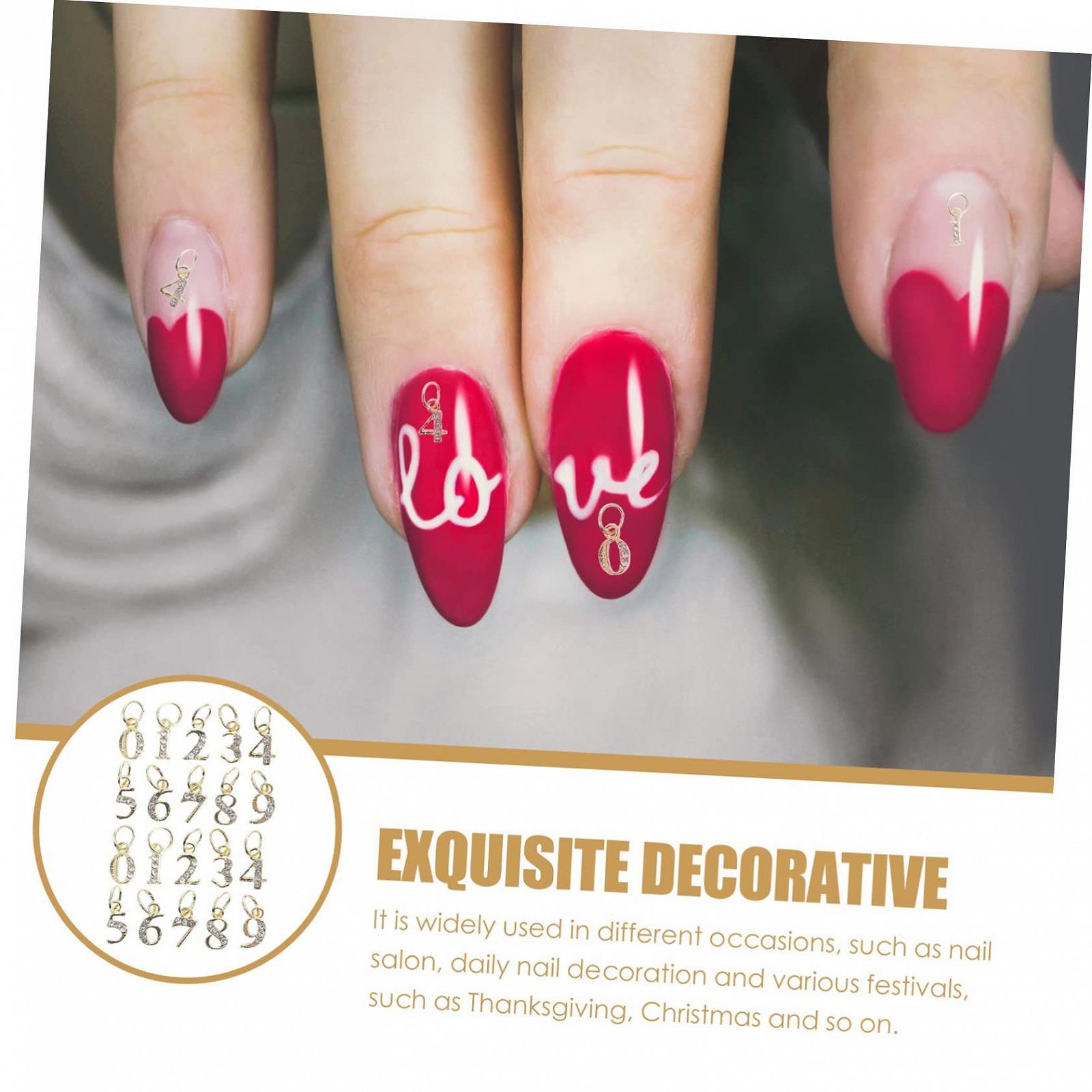 Серьги для ногтей с цифрами FRCOLOR 20 шт. Съемные украшения для ногтей, аксессуары для ногтей, гелевые наклейки для ногтей, клейкие вкладки для ногтей, фото №4