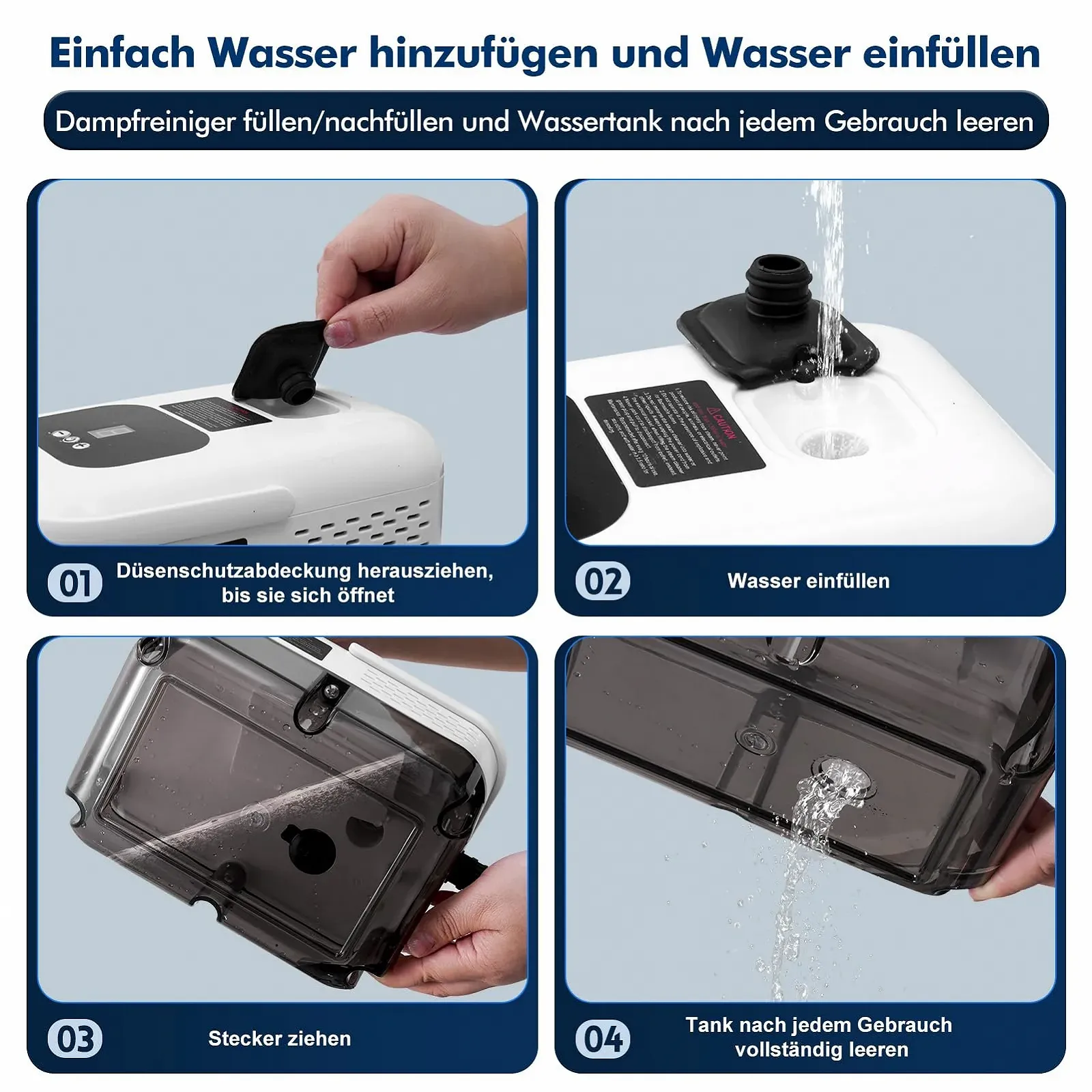 Пароочисник Handheld 2500 Вт 3 бар 9 режимів 1.2 л Білий, фото №2