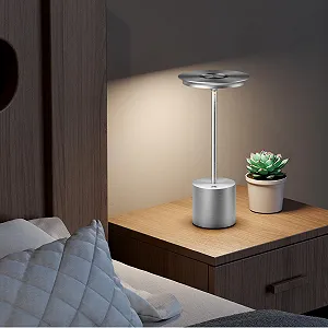 Настільна лампа LED Бездротова 3 колірні температури Діммована IP54 Акумулятор 6000 мАг (Срібляста) synthetic.ua - Фото 1