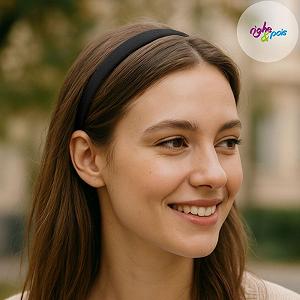 Обруч для волос ПВХ 1 см Lycra ткань Черный synthetic.ua - Фото 1