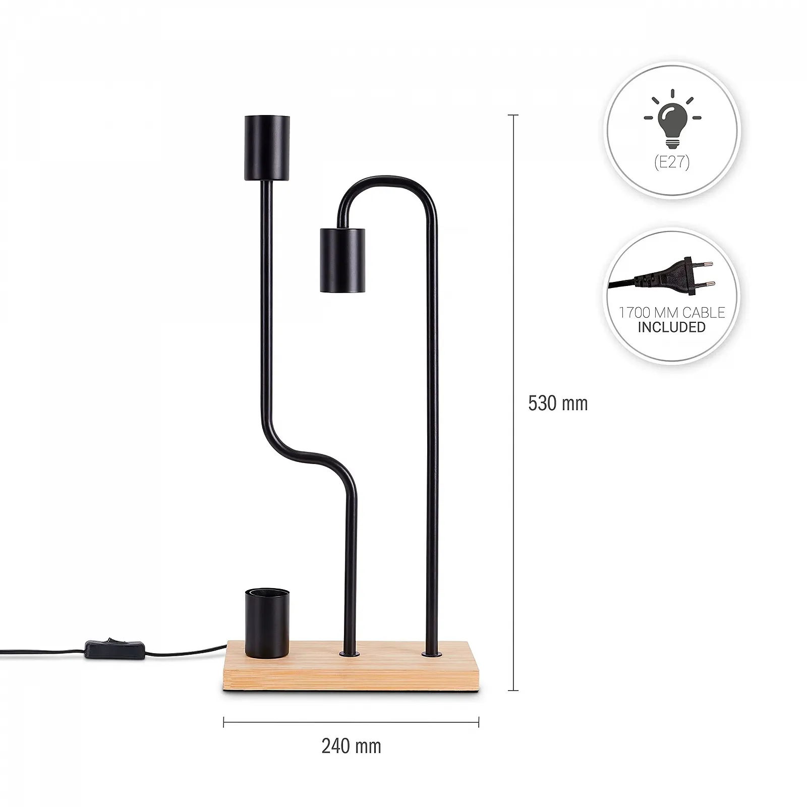 Настільна лампа Paco Home E27 Ретро Дерево Метал, фото №4