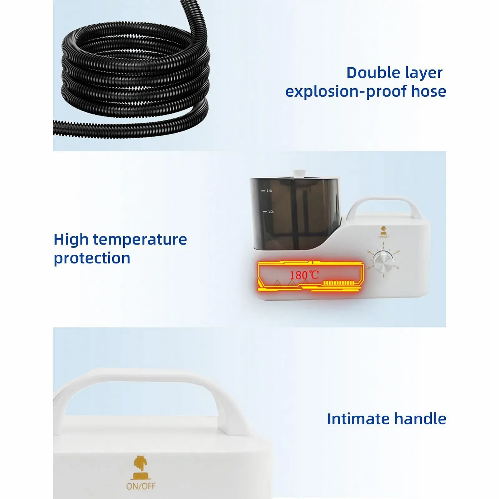 Пароочисник портативний 2600W 3.5 Bar 100 °C 6 рівнів потужності з резервуаром 1.4L, фото №7