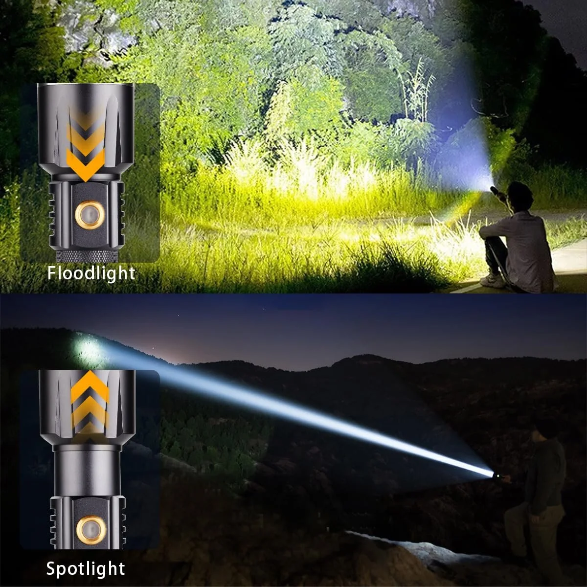 Ліхтар LED NAKCNM 500 000 люмен Дуже яскравий Акумулятор 1500 м Дальність Водонепроникний, фото №4