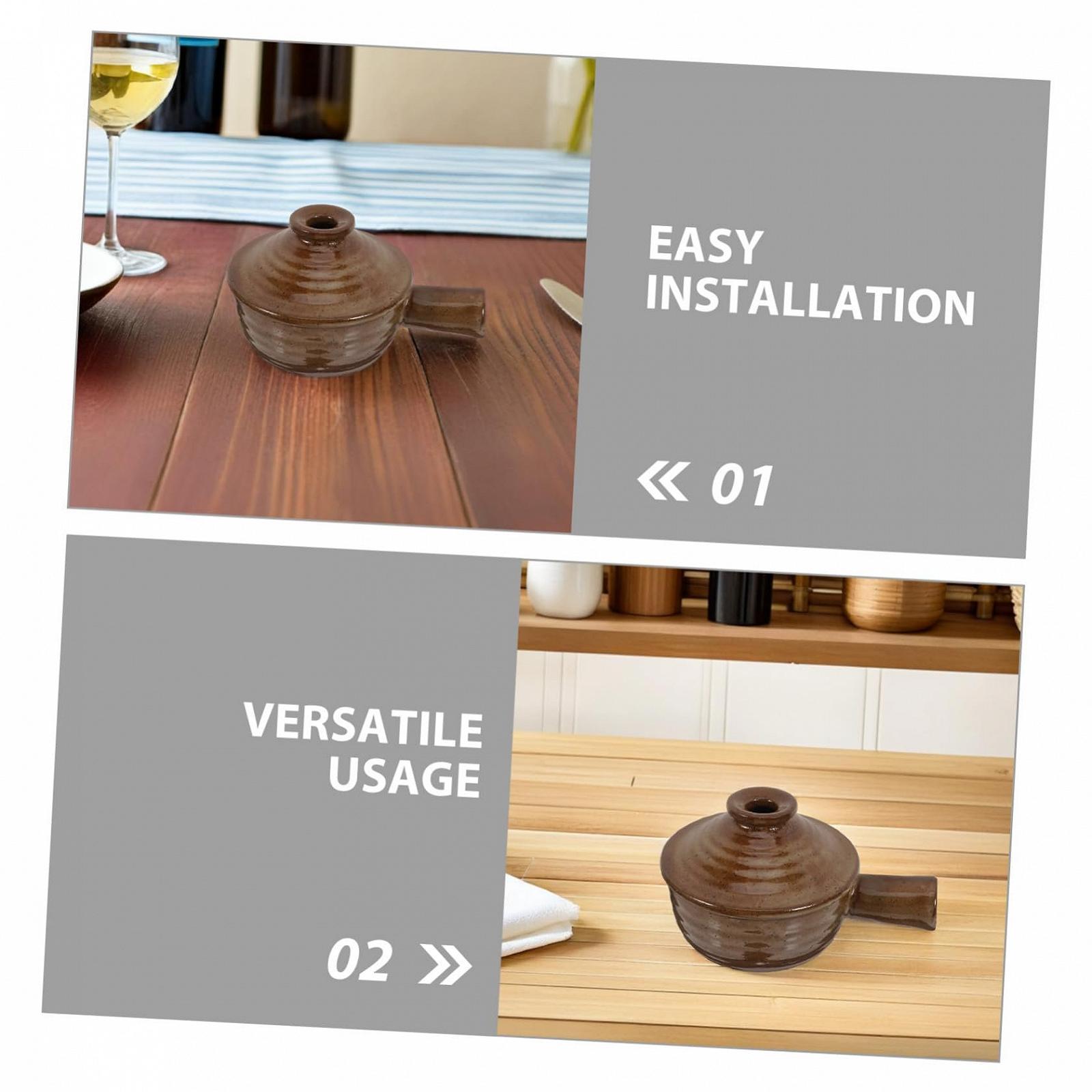 Ківш керамічний Toyvian 2 штуки з кришкою жаростійкий для мікрохвильової печі, фото №3