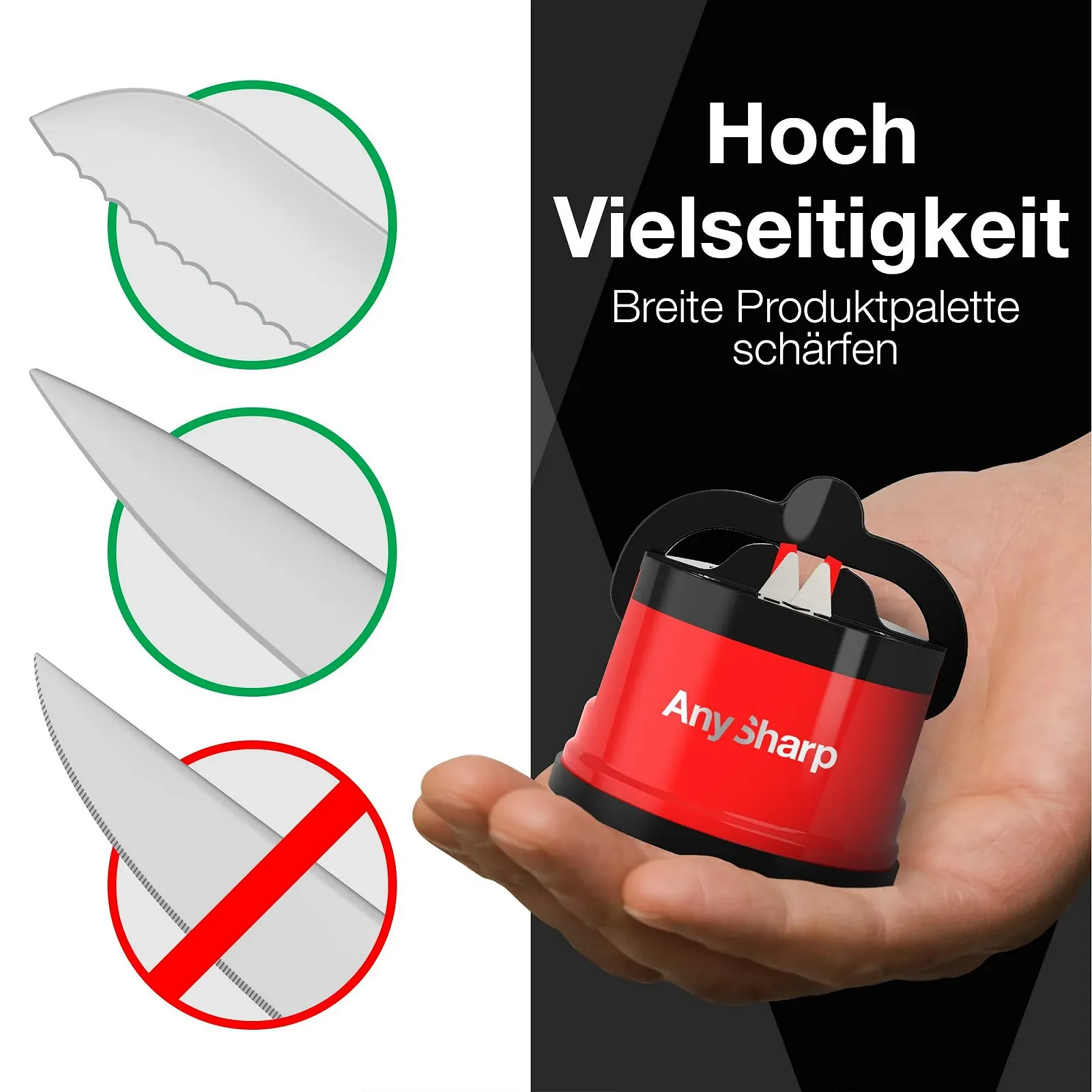 Точилка для ножів AnySharp PowerGrip Компактна Червоний, фото №5
