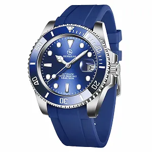 Механические Мужские Часы Автоматические Аналоговые 100 м Водонепроницаемые Мужские Дайвер Сапфировое Стекло Ремешок из Нержавеющей Стали Календарь Металлический Браслет - Фото 1