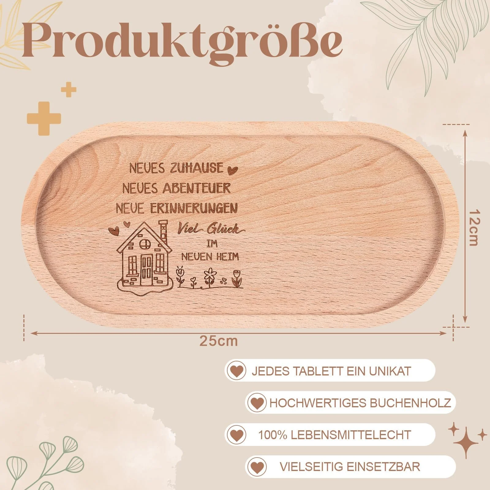 Таця дерев'яна Hestya з гравіюванням Щасти у новому домі, фото №2 Таця дерев'яна Hestya з гравіюванням Щасти у новому домі, фото №2