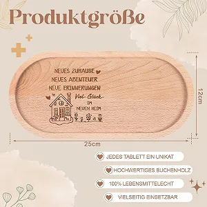 Поднос деревянный Hestya с гравировкой Счастья в новом доме synthetic.ua - Фото 1