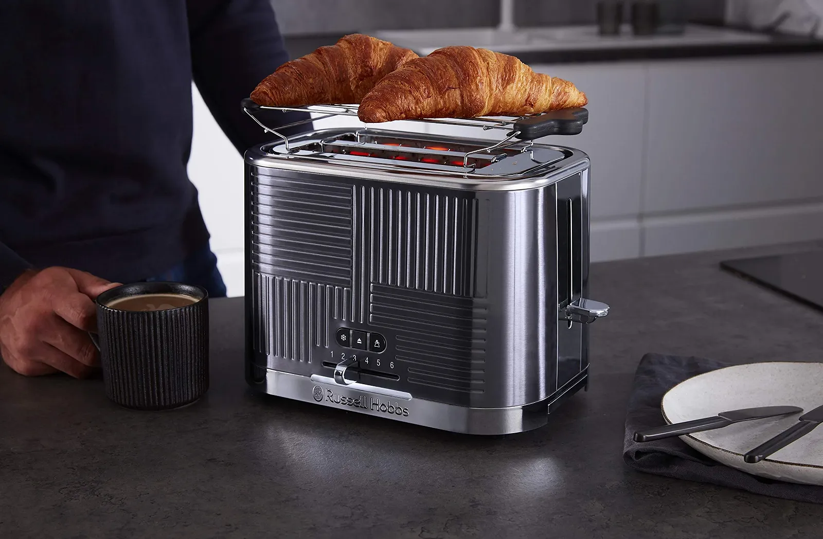 Тостер Russell Hobbs Geo нержавіюча сталь сірий, фото №8