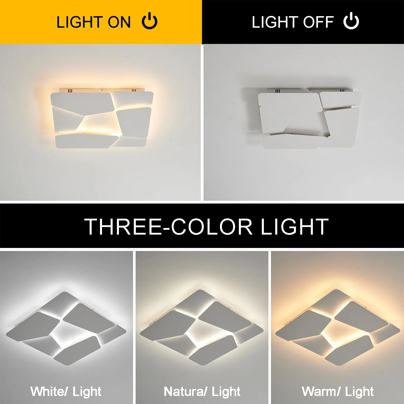 Світильник стельовий ZenithBeam LED для спальні Пульт Дистанційного Керування Квадратний Метал Білий Матовий 37 Вт 40 см, фото №2