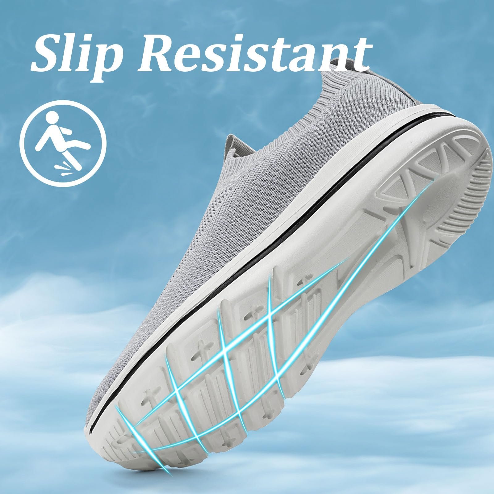 Кроссовки ODCKOI Без шнурков Мужские Сетка Дышащие Комфортные Легкие Спортивные для бега, фото №4