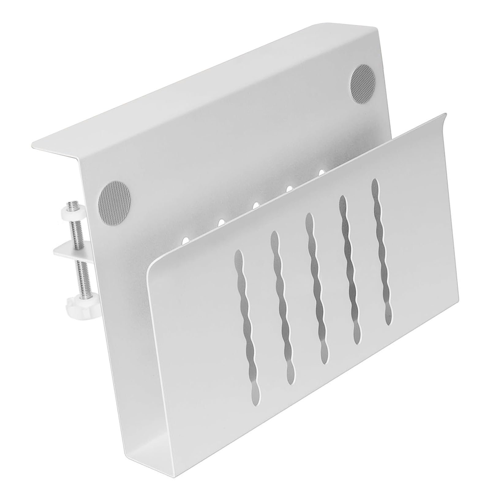 Эргономичная подставка для ноутбука алюминиевая Versatility с креплением под стол, отверстием для охлаждения и местом для хранения, серого цвета, фото №1