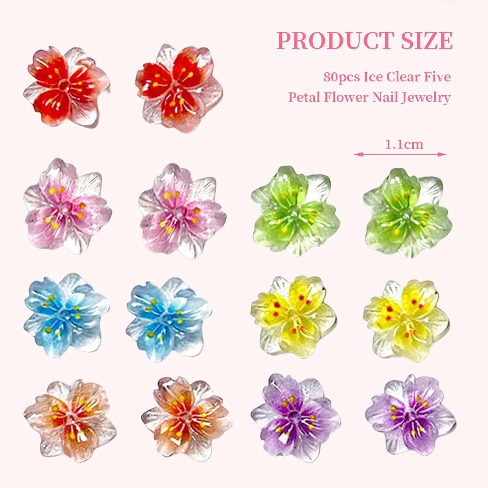 Украшения для ногтей Цветы 3D 80 шт Разноцветные, фото №2