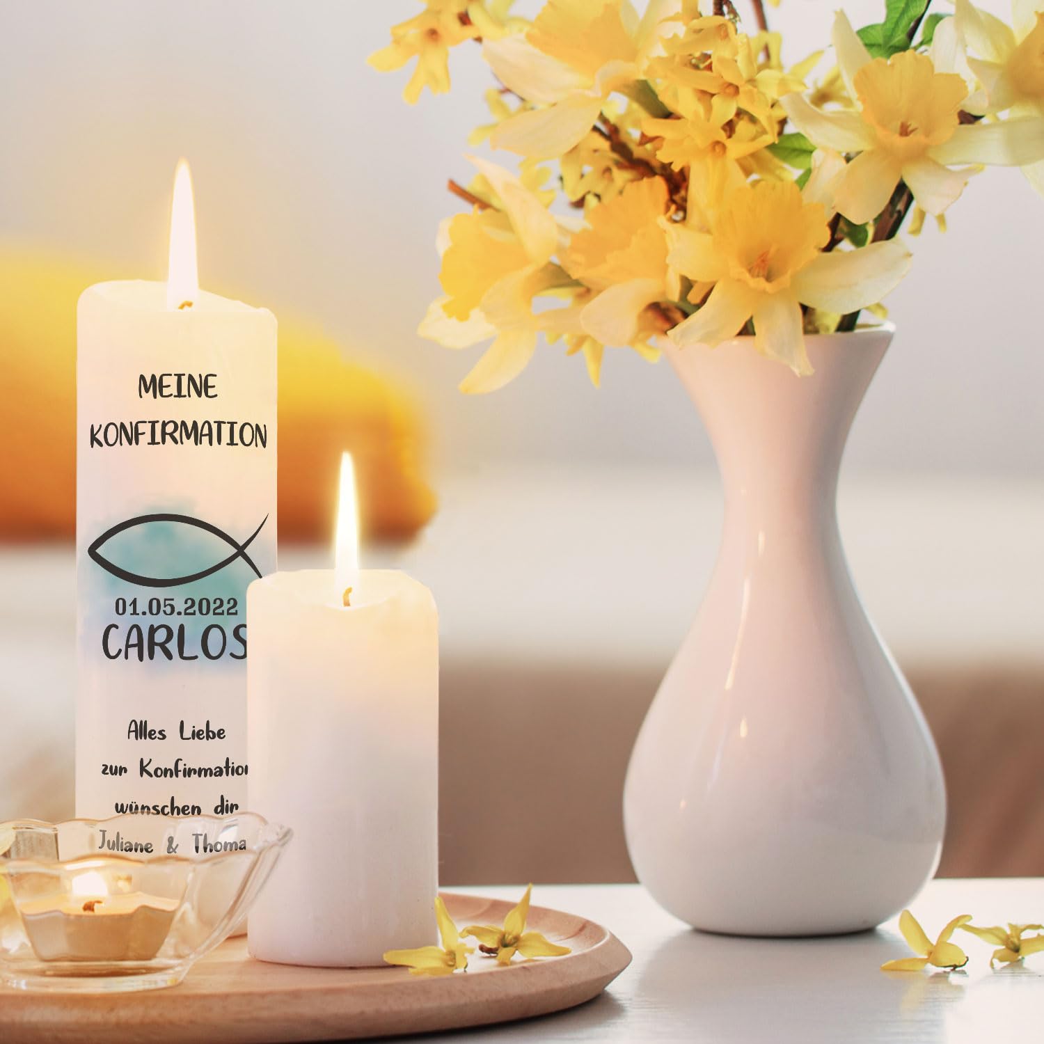 Свеча GRAVURZEILE Confirmation Fish Столб 250/80 мм Синий, фото №5 Свеча GRAVURZEILE Confirmation Fish Столб 250/80 мм Синий, фото №5