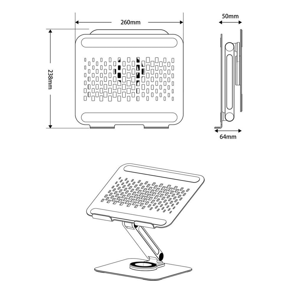 Подставка для ноутбука алюминиевая вращающаяся на 360°, фото №2