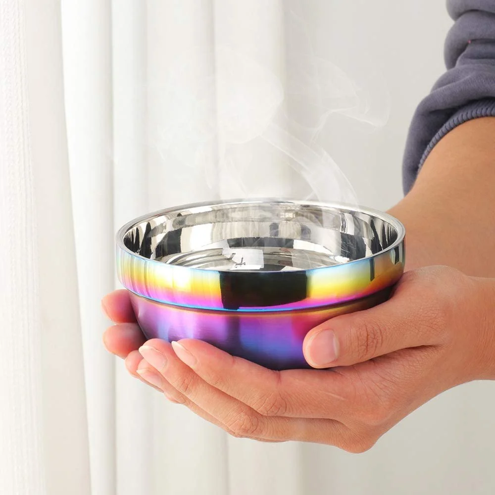Набір мисок для супу та пластівців SBOMHS Rainbow 4 шт. 18/10 Stainless Steel 500 мл 13 см подвійні стінки, фото №4