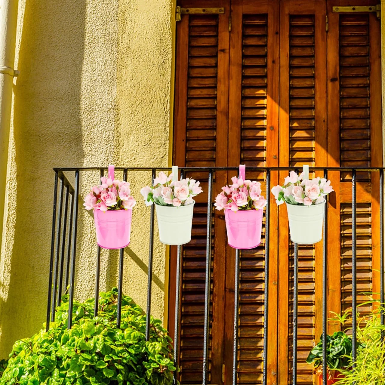 Підвісний квітковий горщик Cabilock Залізний зі знімним гачком та дренажним отвором 4 дюйми, фото №2