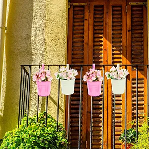 Підвісний квітковий горщик Cabilock Залізний зі знімним гачком та дренажним отвором 4 дюйми synthetic.ua - Фото 1