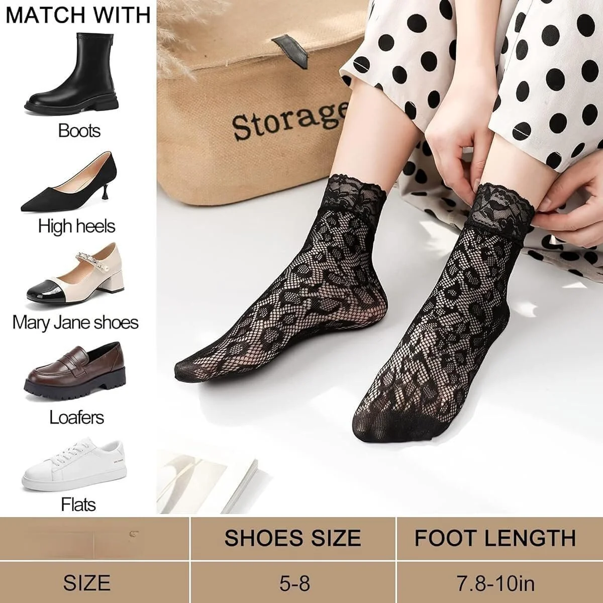 Жіночі мереживні шкарпетки 6 пар One size, фото №3 Жіночі мереживні шкарпетки 6 пар One size, фото №3