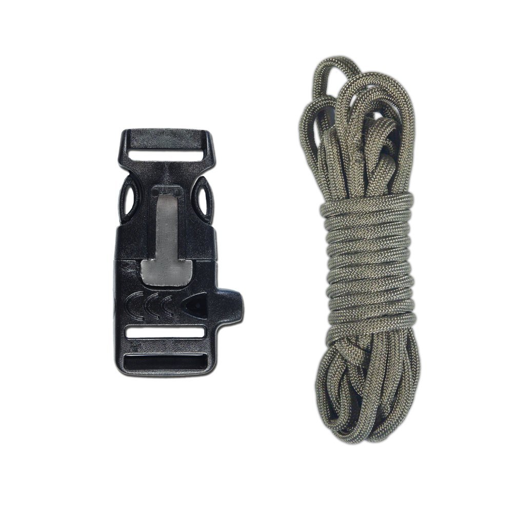 Комплект для изготовления браслета выживания Paracord, огниво/свисток, хаки, 20 дюймов, фото №1