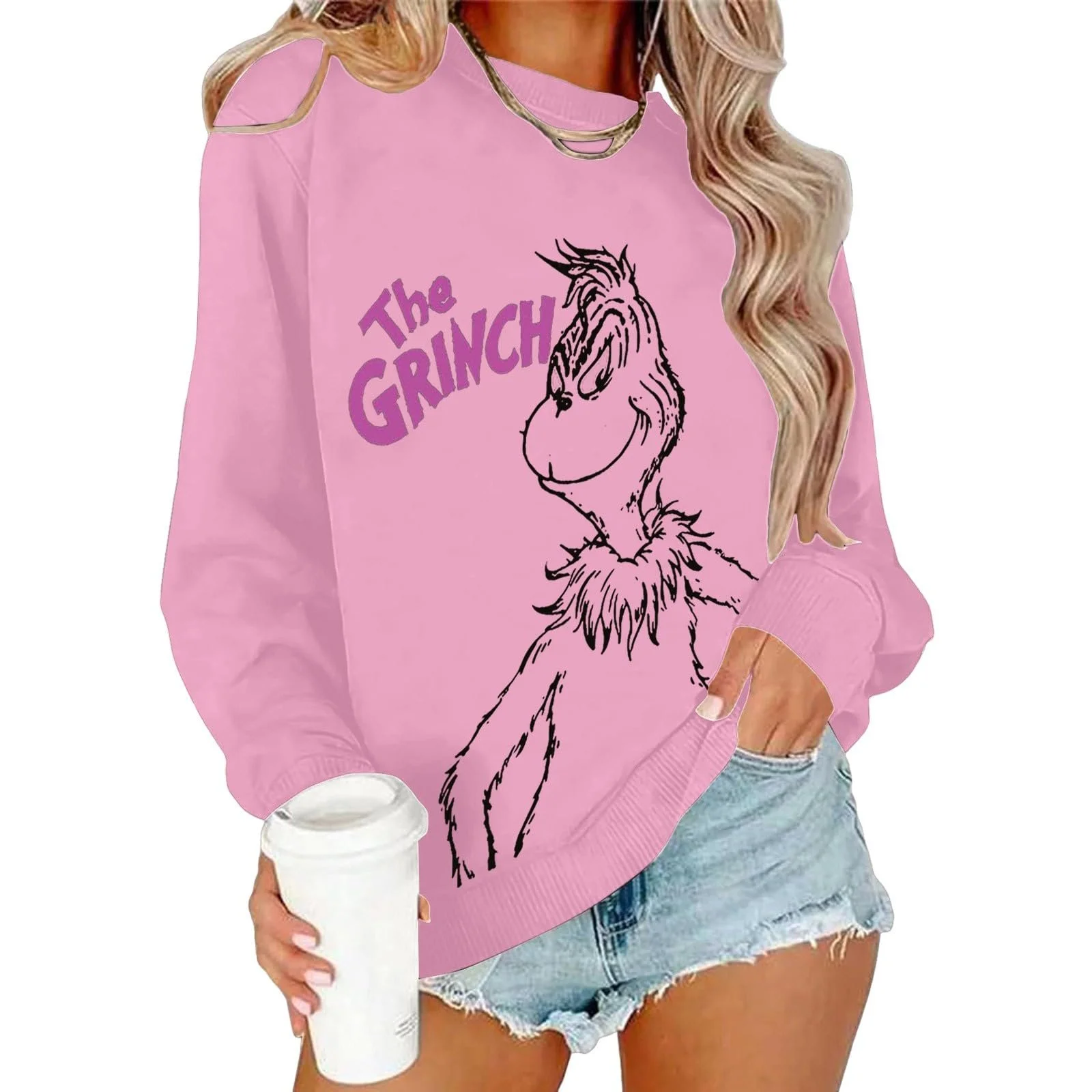 Рождественский свитер BHXUTK Женский рождественский свитшот Женский смешной уродливый оверсайз Зимний теплый Рождественский костюм с длинными рукавами Рождественские женские праздничные топы с длинными рукавами, фото №1