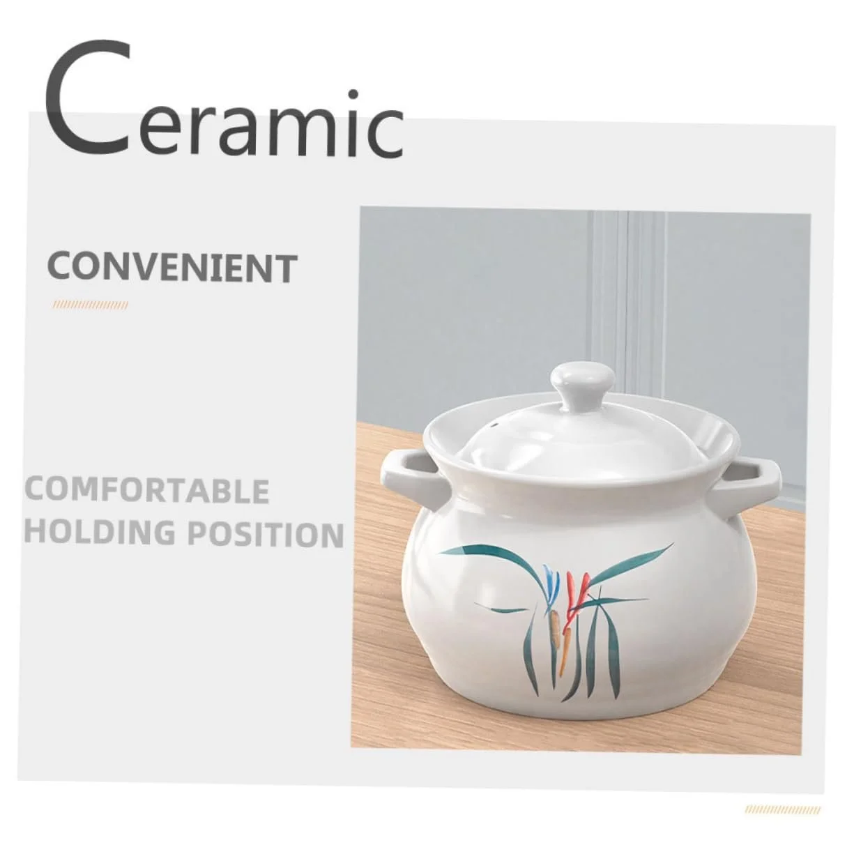 Кастрюля для запекания керамическая термостойкая глиняная с крышкой, фото №9