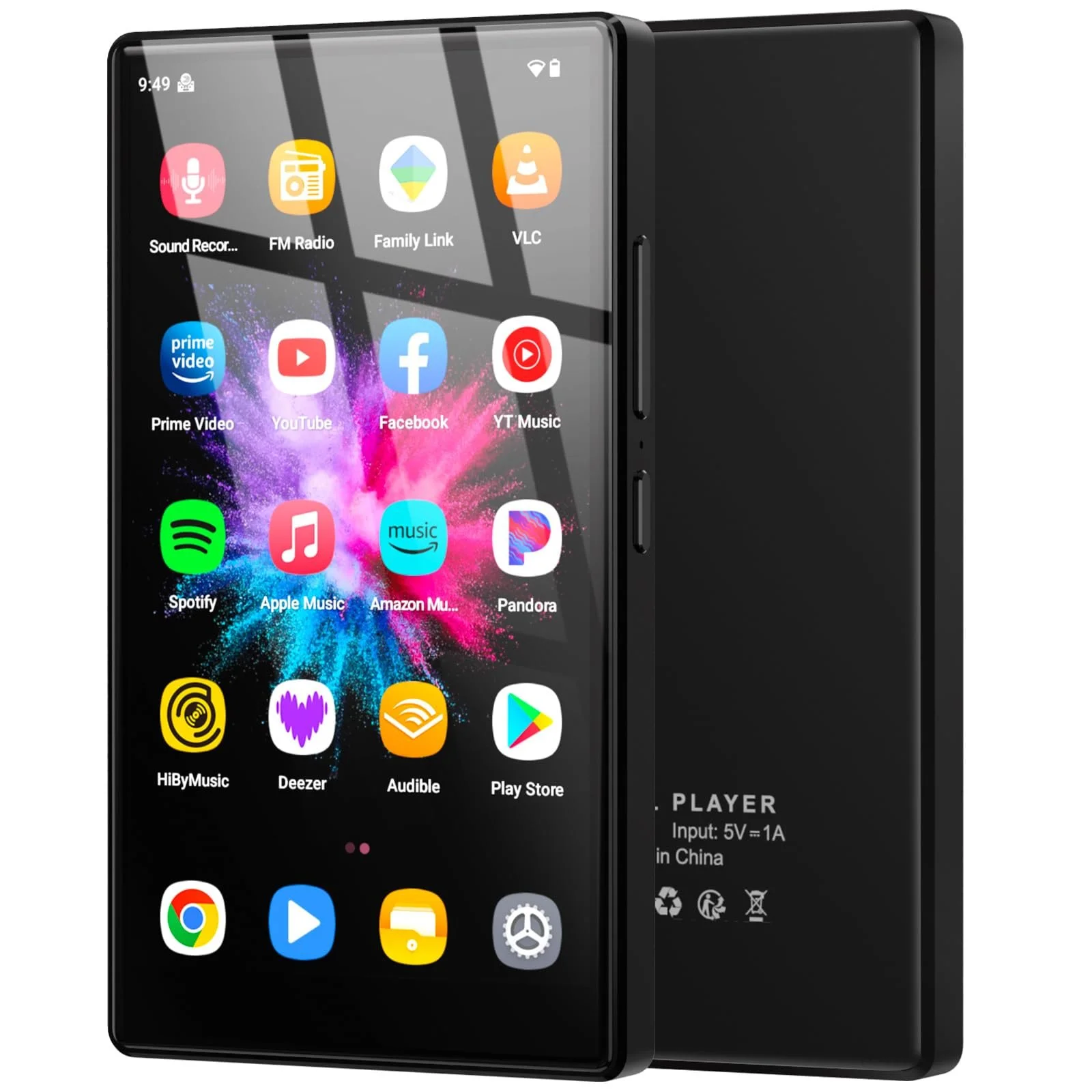 MP3-плеер 5 Inch Android 13 OS, 96 GB с Bluetooth и WiFi, 1080P HD MP4 плеер, с предустановленными Spotify, Audible и Play Store, фото №1