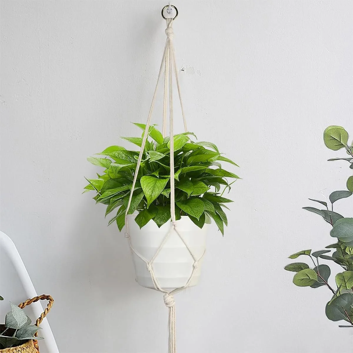 Підвісні кошики макраме 6 шт. бавовняна мотузка, фото №3 Підвісні кошики макраме 6 шт. бавовняна мотузка, фото №3