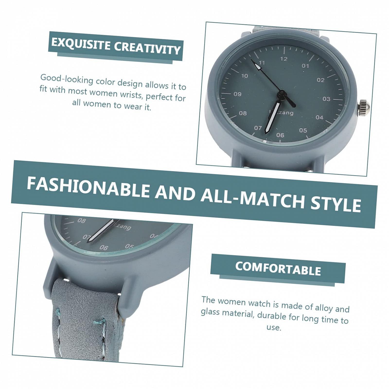 Стильные часы Healvian для девочек, повседневные часы с ремешком, простые наручные часы, универсальный дизайн, удобный ремешок из искусственной кожи, фото №8