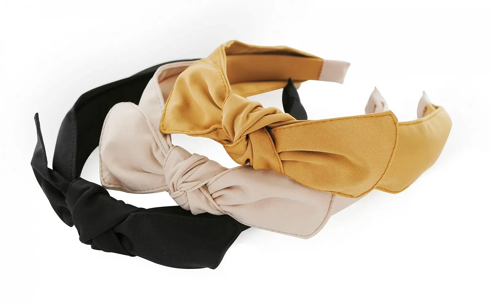 Обруч на голову з бантом axy 13 см x 4.5 см з блискучої тканини HRS1B Чорний, фото №5