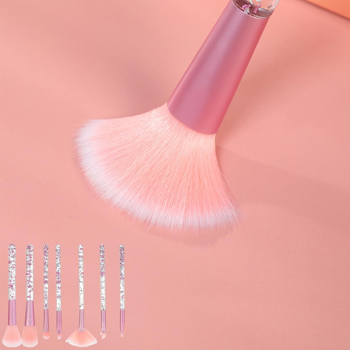 Набор кистей Alrens Sparkles Пудра Основа 7 штук + Щеточки для ресниц 10 штук, фото №5