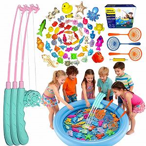 Набор для игры в ванной Магнитная рыбалка с удочкой, сачком и пластиковыми рыбками - Фото 1