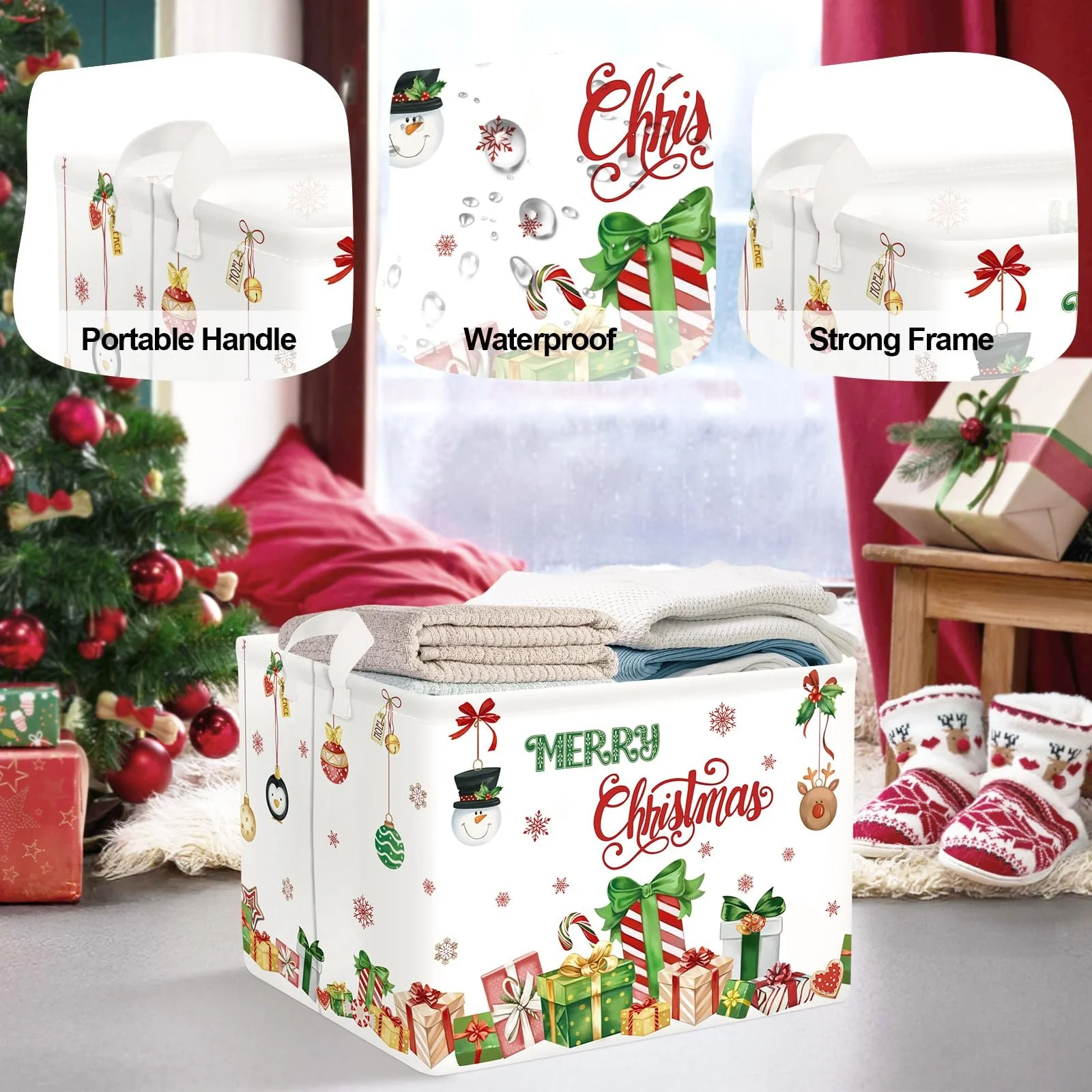 Корзина для игрушек Тип HUUMONSS Reindeer на Рождество для мальчиков и девочек, водонепроницаемая, белый, 36 л, фото №4 Корзина для игрушек Тип HUUMONSS Reindeer на Рождество для мальчиков и девочек, водонепроницаемая, белый, 36 л, фото №4