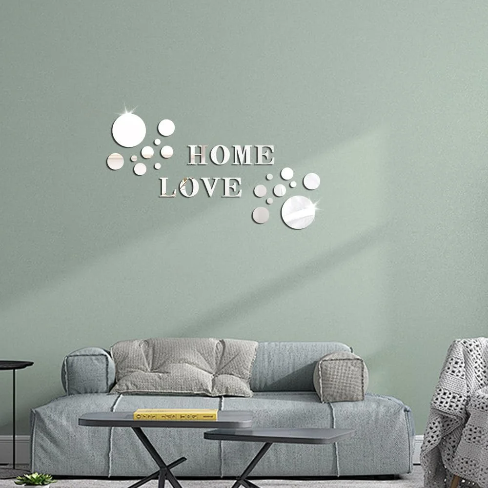 Наклейка на стіну Home Love Акрилове дзеркало Кругла Самоклейна Сріблястий, фото №1