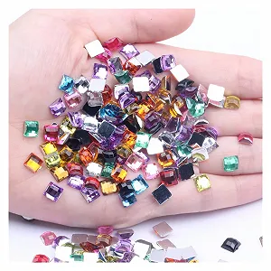 Стрази Квадратні 6 мм Wanglan, 5000 шт, Акрилові, Плоска задня частина, Земні грані, світло-рожевий колір synthetic.ua - Фото 1