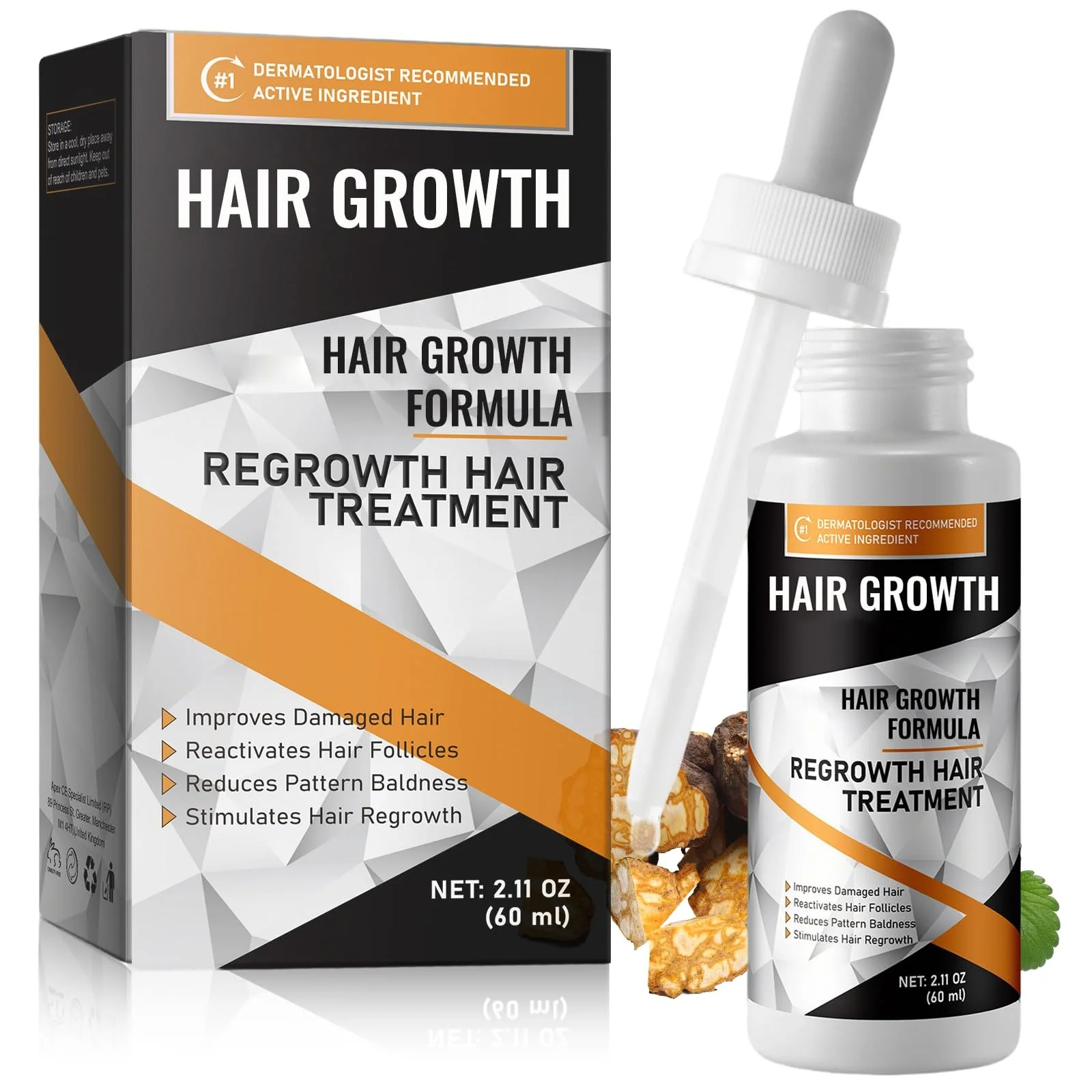 Сироватка для росту волосся 60 мл, проти випадіння волосся для чоловіків та жінок, фото №1