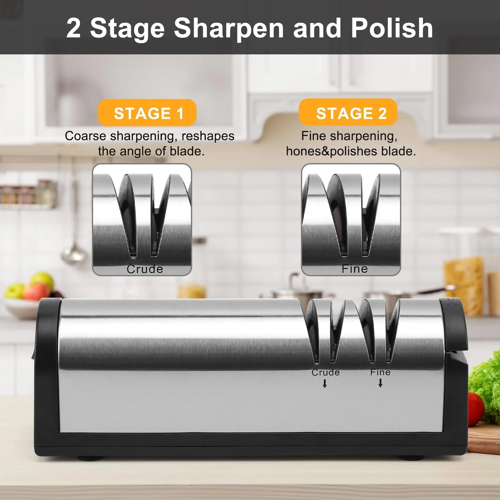 Електрична точилка для ножів NCONCO акумуляторна 2-ступінчаста нержавіюча сталь, фото №5