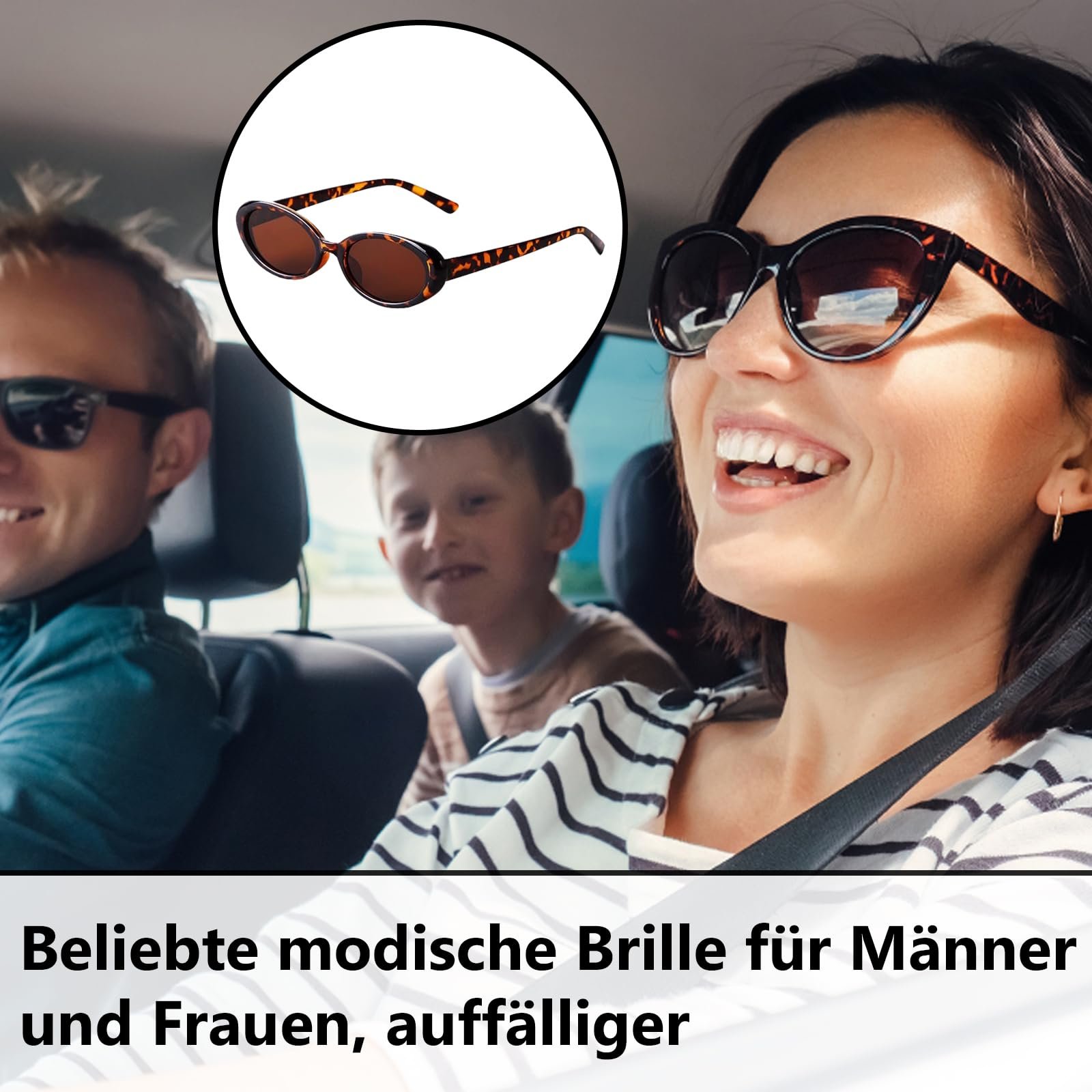 Набір 2 шт. Овальні жіночі сонцезахисні окуляри UV400, чорні та з леопардовим принтом, фото №4