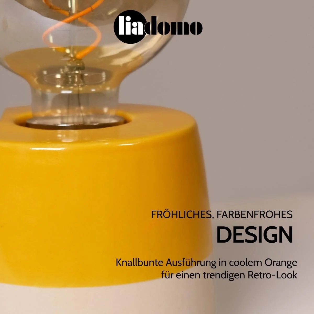 Настільна лампа Roy Industrial провідна декоративна з керамічною основою E27 Помаранчевий, фото №4