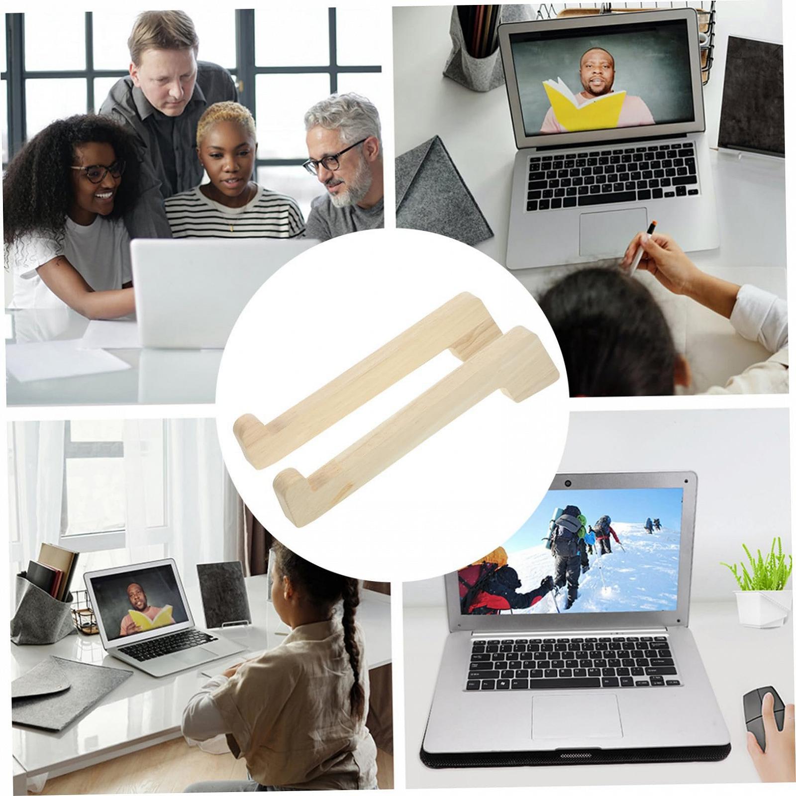 Підставка для ноутбука Деревʼяна Ергономічна Настільна Міцна Портативна (2 шт. в упаковці), фото №6