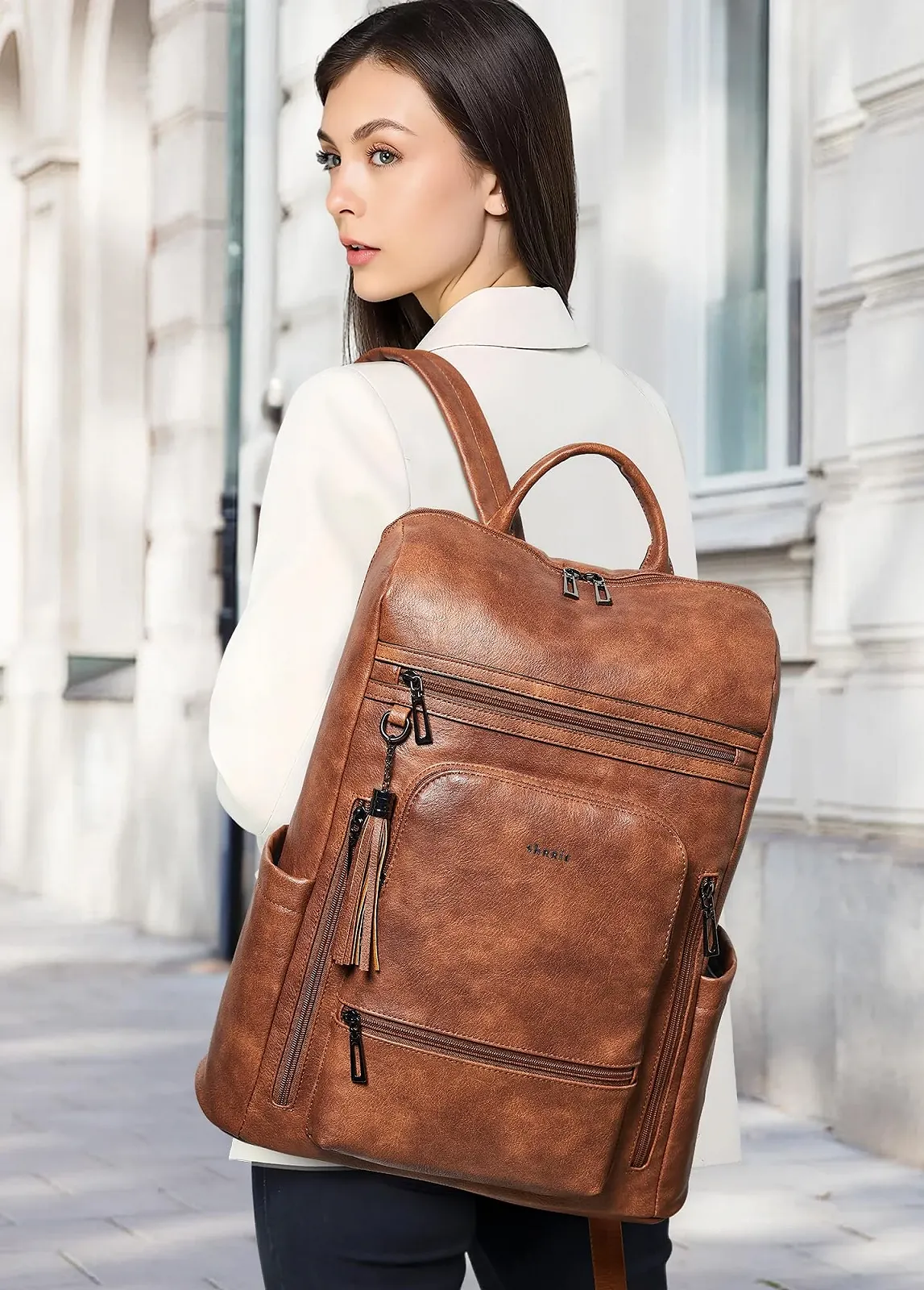 Рюкзак для ноутбука Shrrie Large Travel 17" Водонепроникний Веганська шкіра, фото №2 Рюкзак для ноутбука Shrrie Large Travel 17" Водонепроникний Веганська шкіра, фото №2