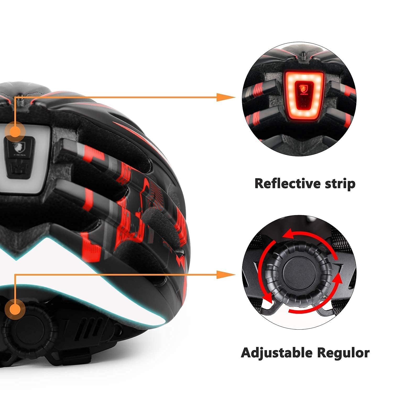 Шолом Shinmax велосипедний з магнітним візором, USB зарядкою LED підсвічуванням і 27 вентиляційними каналами, фото №3