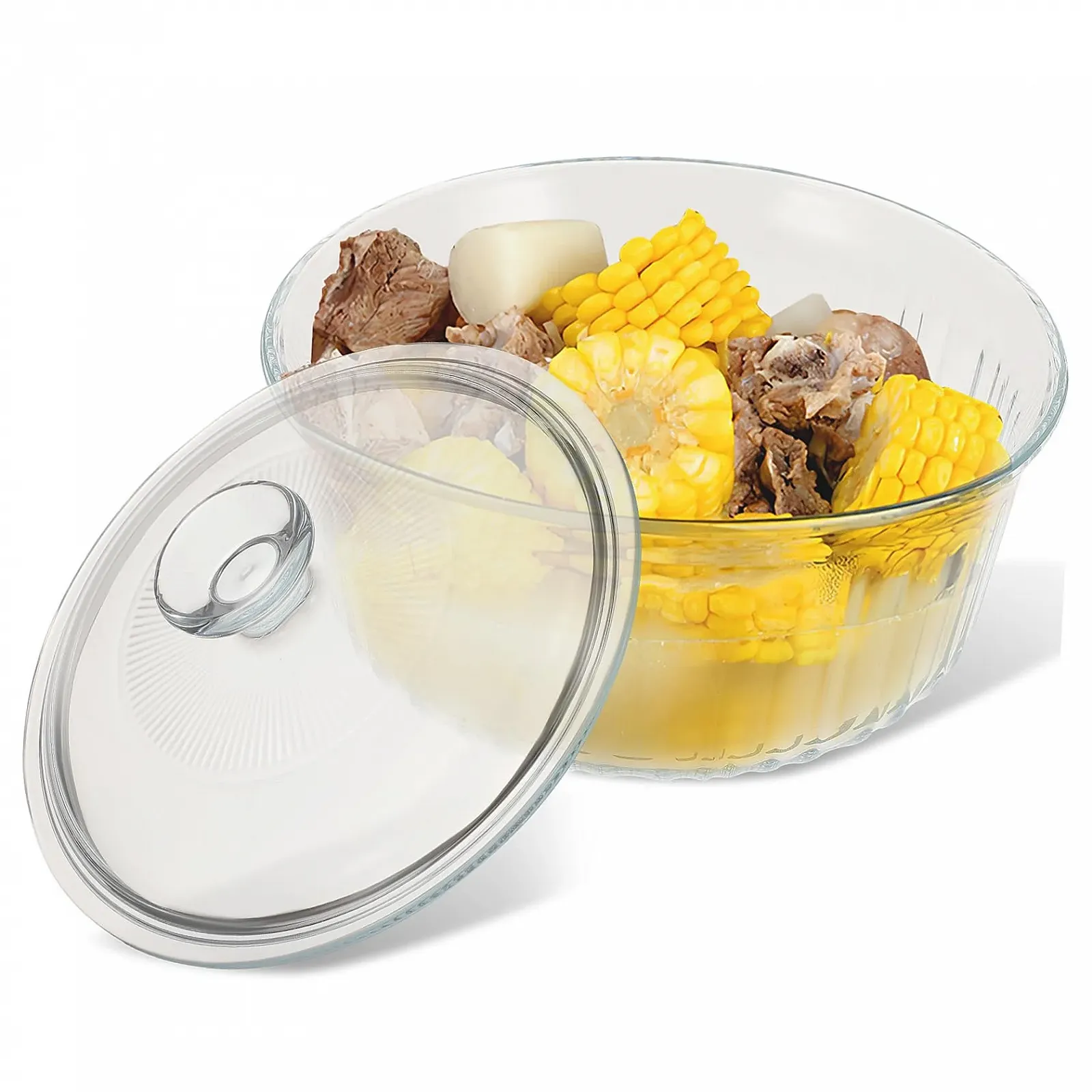 Форма для запікання кругла з кришкою боросилікатне скло, фото №1